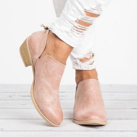 Autumn Women Shoes Retro High Heel Ankle Boots (Option: Pink-36)